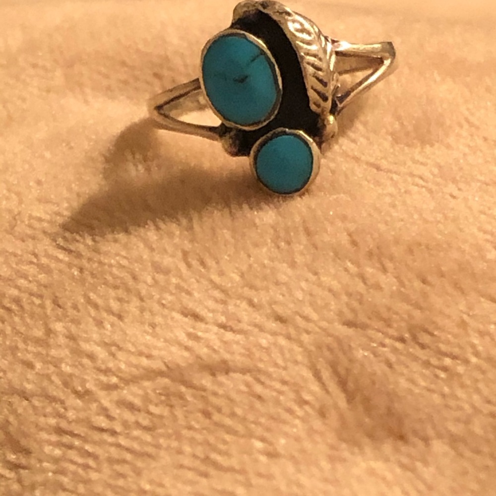 Tiny Two Stone Turquoise Ring - image 2